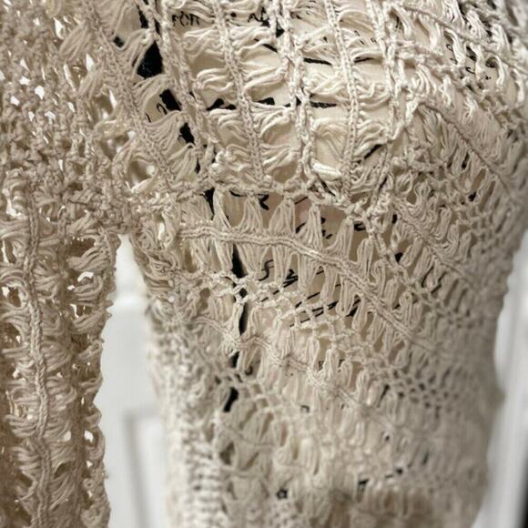 GOLD HAWK SWEATER KNITTED CROCHET OPEN SHOULDER SIZE XS AESTHETIC COTTAGECORE - Picture 11 of 13